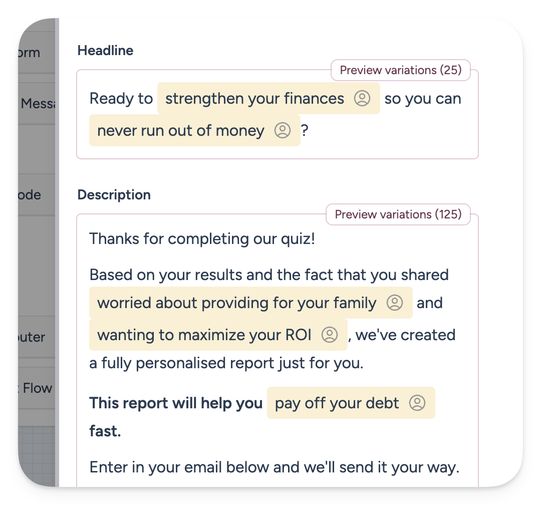 Deliver personalized results Deliver personalized results